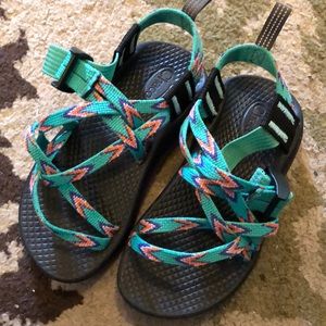 Chacos teal purple coral size 10 (little kid)